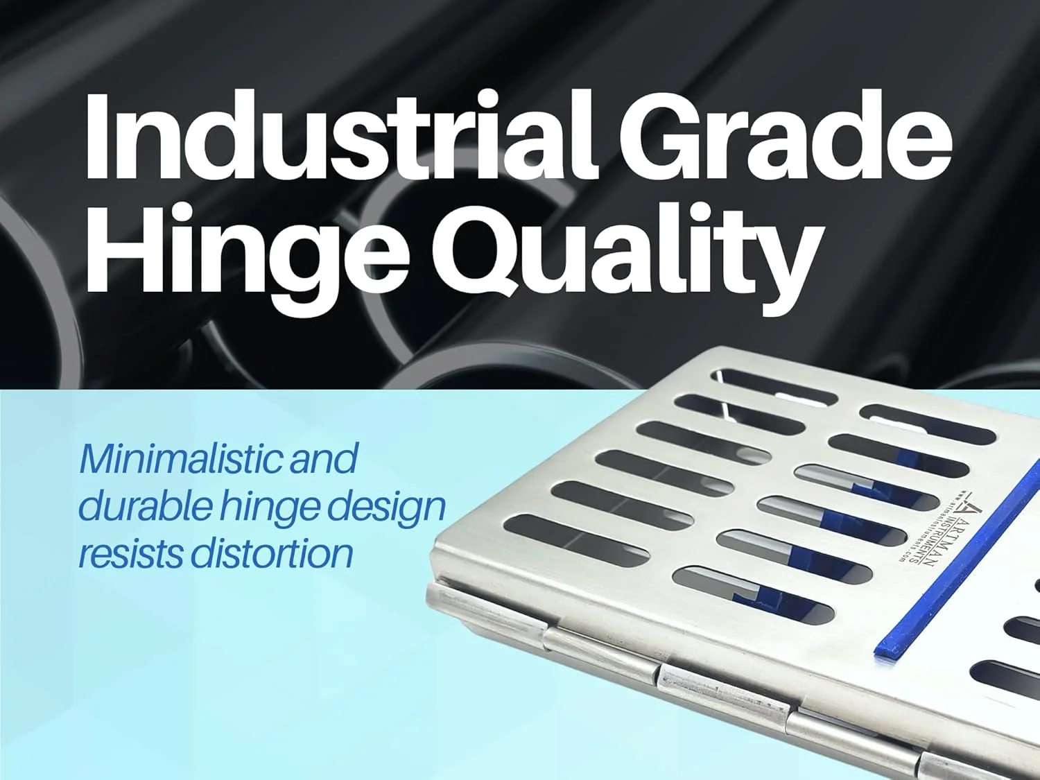 سینی رک کاست استریلیزاسیون ابزار Artman برای اتوکلاو آزمایشگاه جراحی دندانپزشکی 7"X3.5"X0.9" سینی رک کاست استریلیزاسیون ابزار Artman برای اتوکلاو آزمایشگاه جراحی دندانپزشکی 7"X3.5"X0.9"