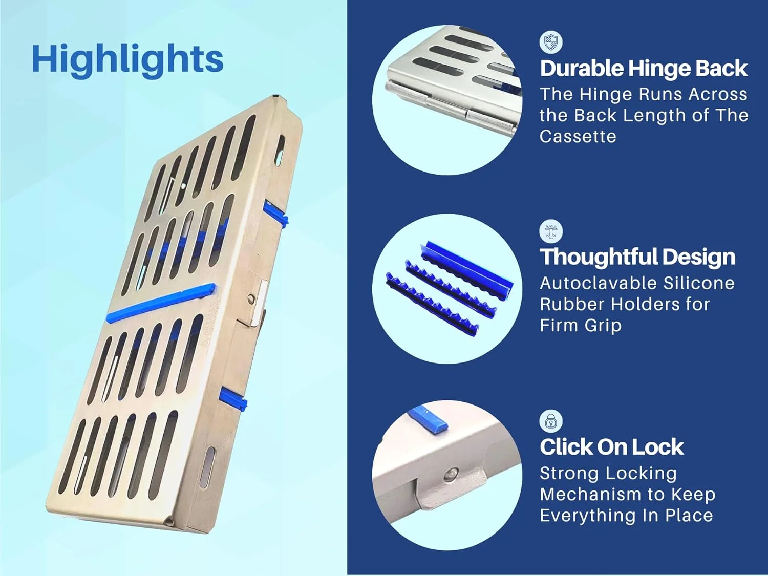 سینی رک کاست استریلیزاسیون ابزار Artman برای اتوکلاو آزمایشگاه جراحی دندانپزشکی 7"X3.5"X0.9" سینی رک کاست استریلیزاسیون ابزار Artman برای اتوکلاو آزمایشگاه جراحی دندانپزشکی 7"X3.5"X0.9"