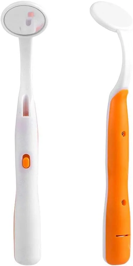 آینه دندانپزشکی چراغ دار Ceonam، ابزار بررسی دندان با نور LED، ضد مه و با زاویه منحنی، ابزار مراقبت از دهان دندانپزشک، 2 عدد