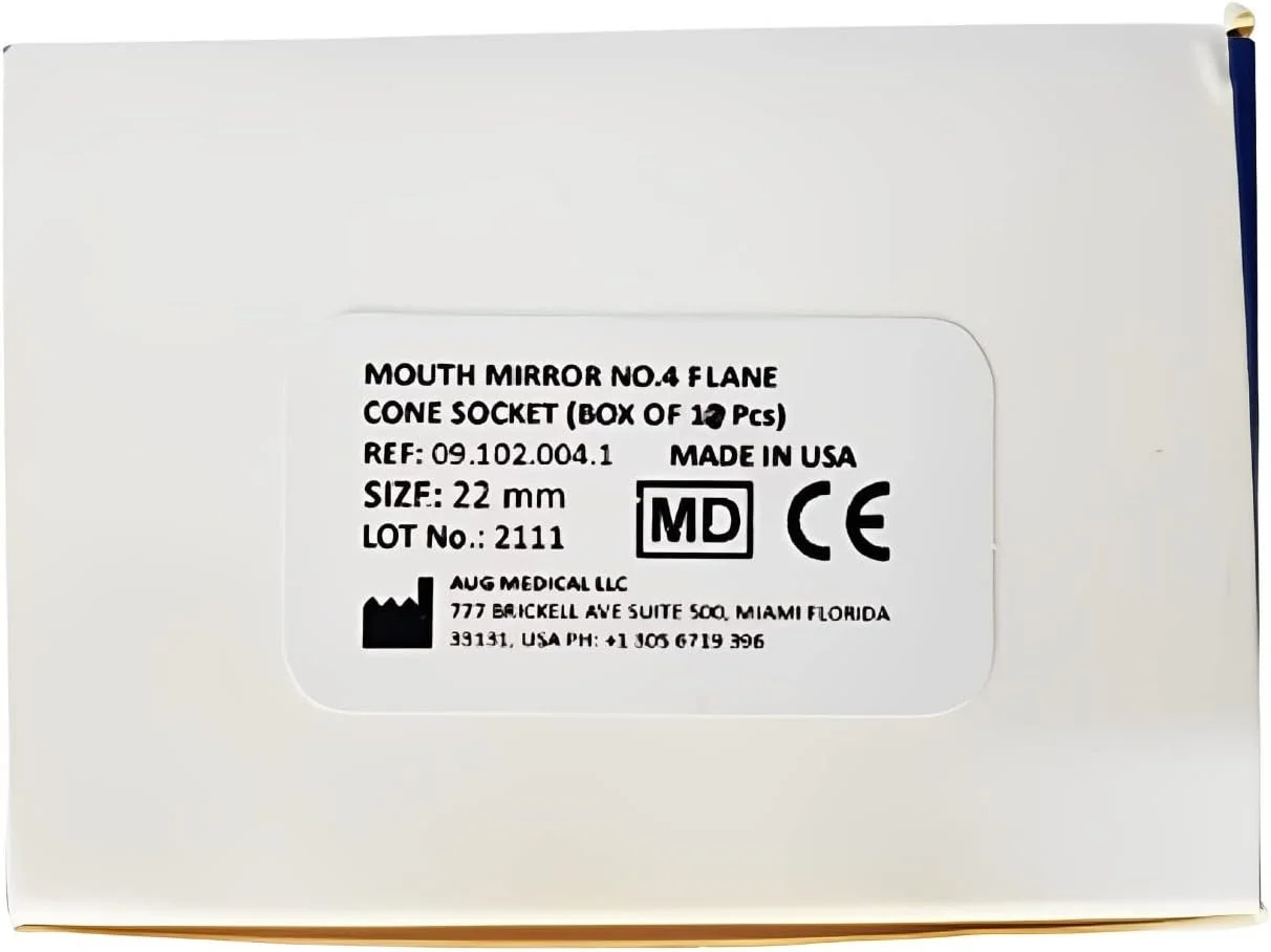 آینه دهانی میخکی شماره 4 صفحه ای 22 میلی متری با سوکت مخروطی، آینه بازرسی دندانپزشکی (بسته 10 عددی) بدون دسته، ابزار دندانپزشکی استیل ضد زنگ