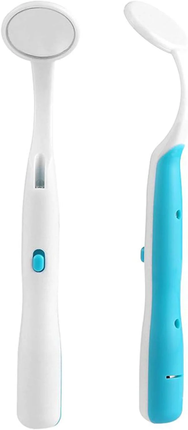 آینه دندانپزشکی چراغ دار Ceonam، ابزار بررسی دندان با نور LED، ضد مه، زاویه منحنی، ابزار مراقبت از دهان دندانپزشک، 2 عدد