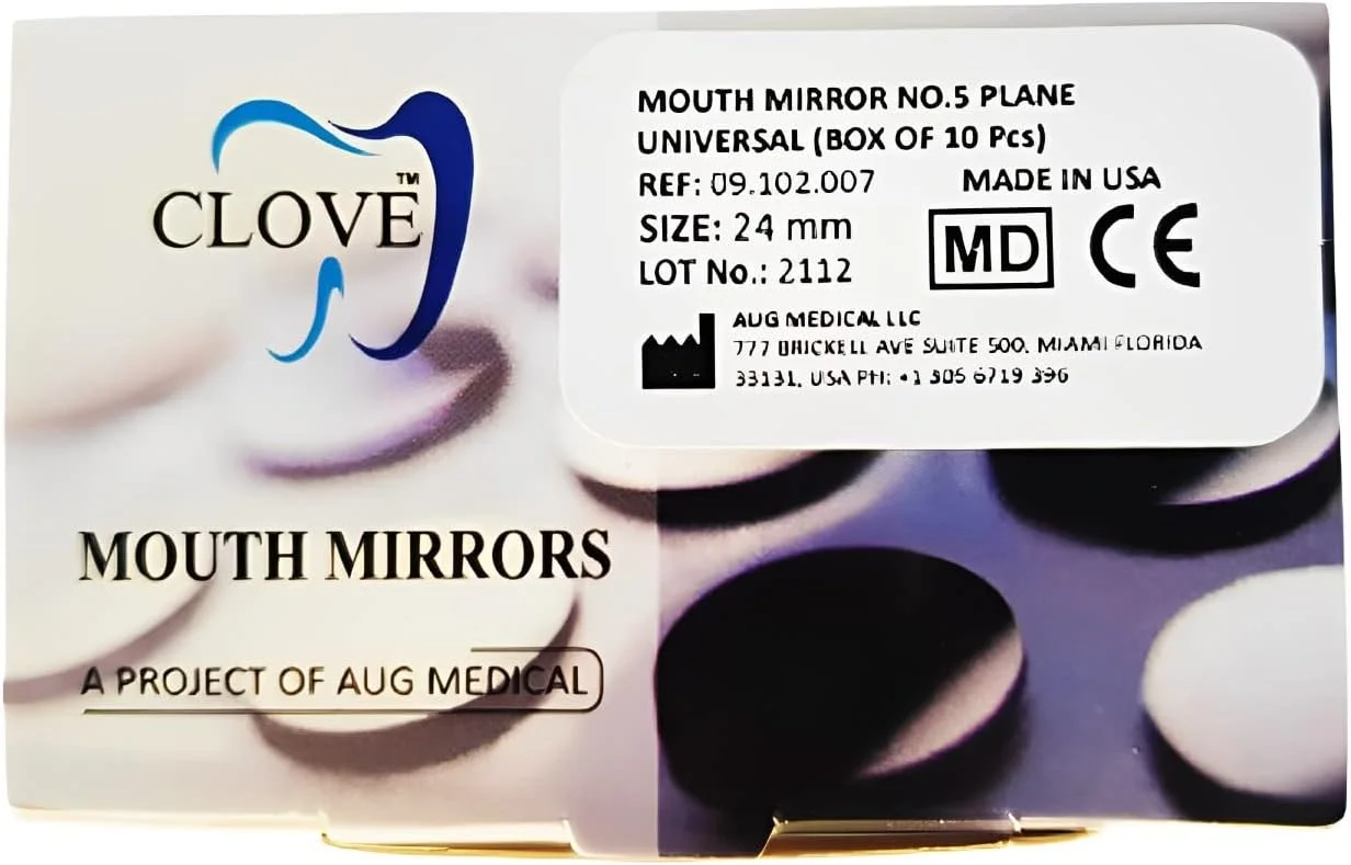 آینه دهانی میخک - آینه بازرسی دندانپزشکی یونیورسال شماره 5 صفحه ای 24 میلی متری (جعبه 10 عددی) بدون دسته، ابزار دندانپزشکی استیل ضد زنگ آینه دهانی میخک - آینه بازرسی دندانپزشکی یونیورسال شماره 5 صفحه ای 24 میلی متری (جعبه 10 عددی) بدون دسته، ابزار دندانپزشکی استیل ضد زنگ