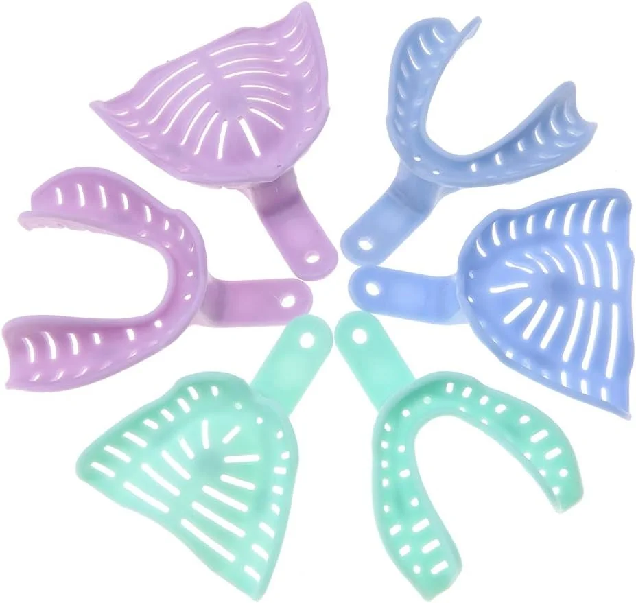 سینی دندانپزشکی، 6 عدد سینی قالبگیری دندان پلاستیکی با رنگ های مختلف، نگهدارنده مواد دندانی