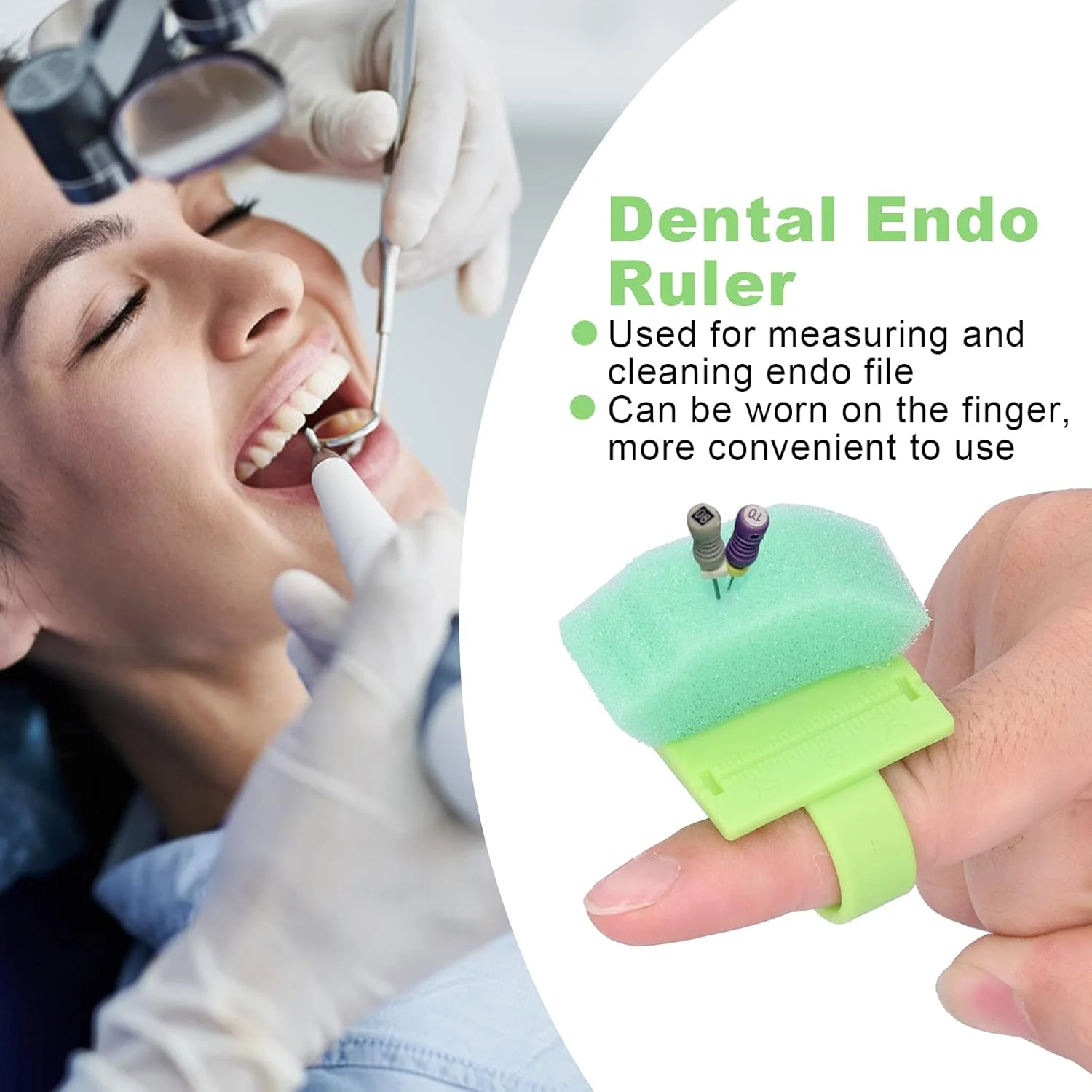 خط کش اندو دندانپزشکی، حلقه های انگشتی اسفنجی، ابزار خط کش استاندارد تمیز کننده فایل اندو، ابزار خط کش اندازه گیری اندو دندانپزشکی