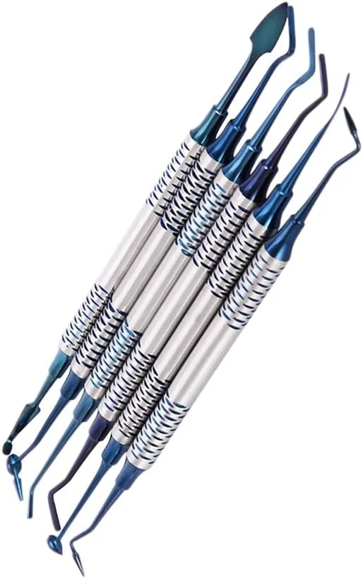 ست ابزار پر کردن رزین دندانپزشکی دو سر، مجموعه ابزار ترمیم دندان کامپوزیت، 6 عددی