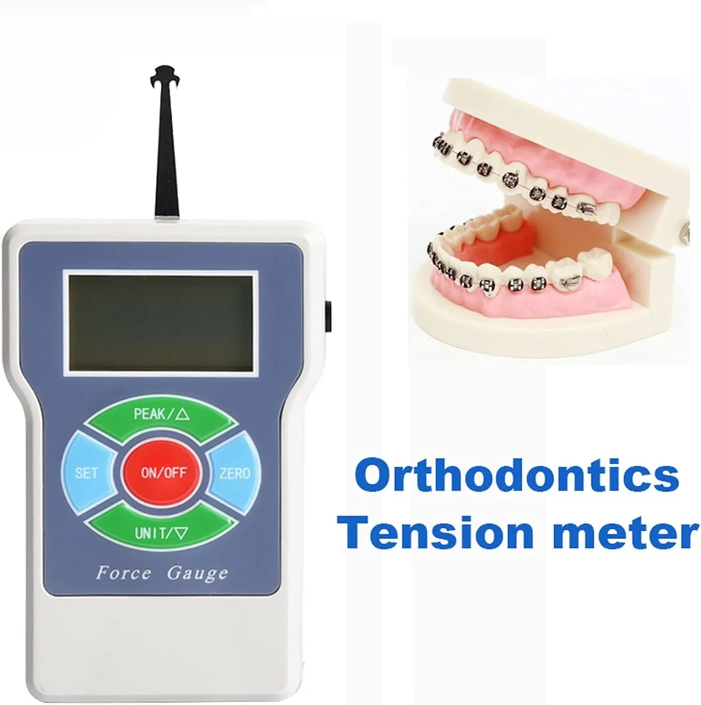 ابزار اندازه گیری نیروی SJHDKLW 500 گرمی، دینامومتر ارتودنسی دندان قابل حمل، تستر کشش دیجیتال، گیج نیروی دهانی (2N)