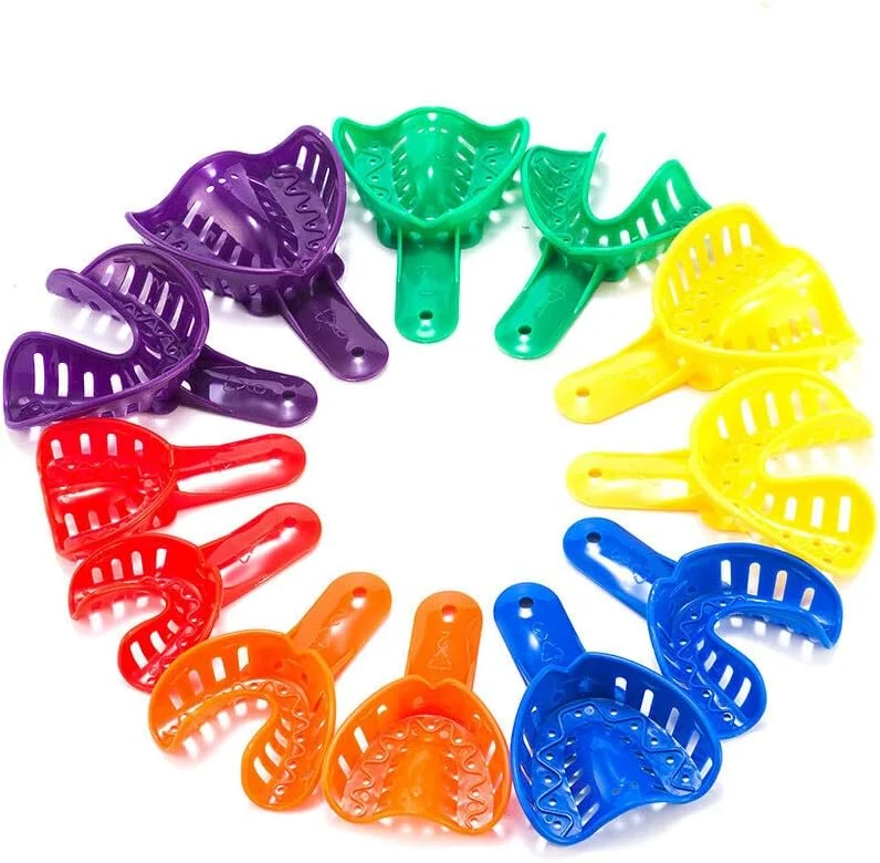 قالب های دندانی Easyinsmile، لوازم دندانپزشکی، اتوکلاو شونده، نگهدارنده پلاستیکی سوراخ دار مرکزی برای ابزار دهان (چند رنگ - 12 عدد)