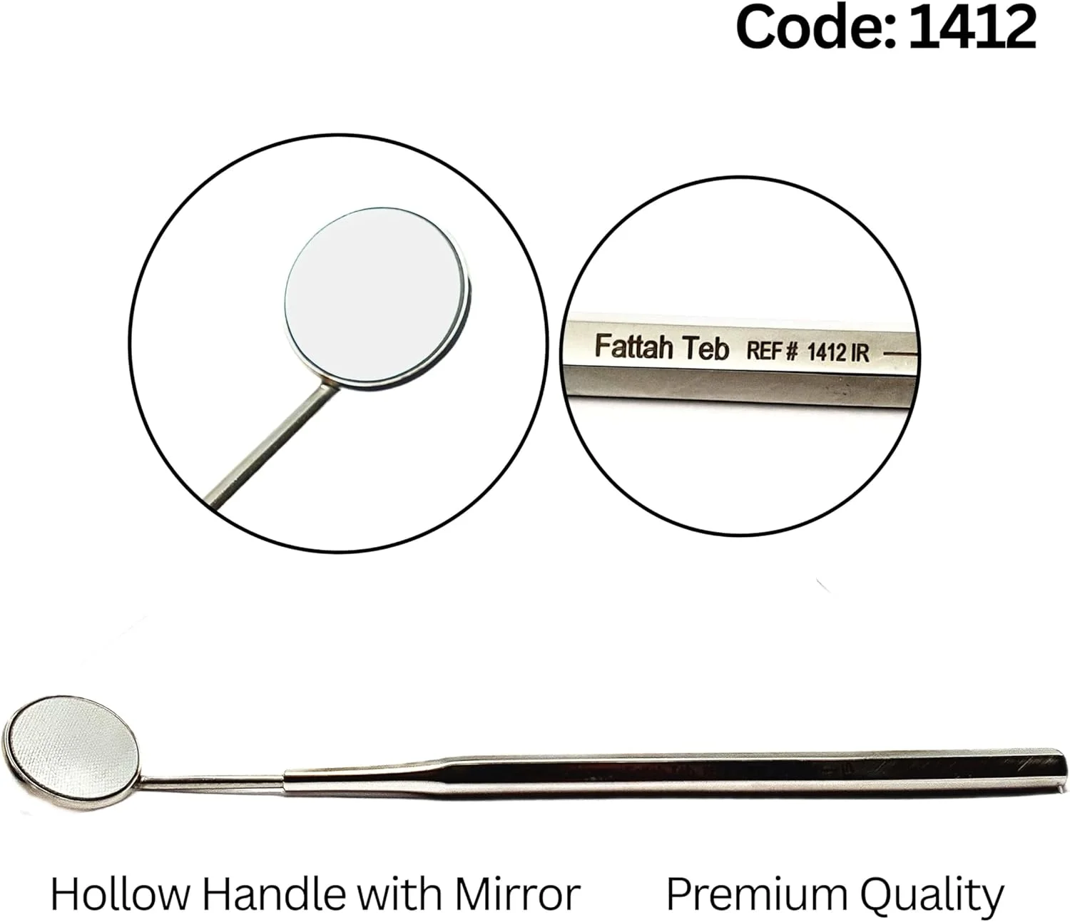 دسته آینه دندانپزشکی فتاح طب با آینه سطحی، ابزار دسته آینه دندانپزشکی