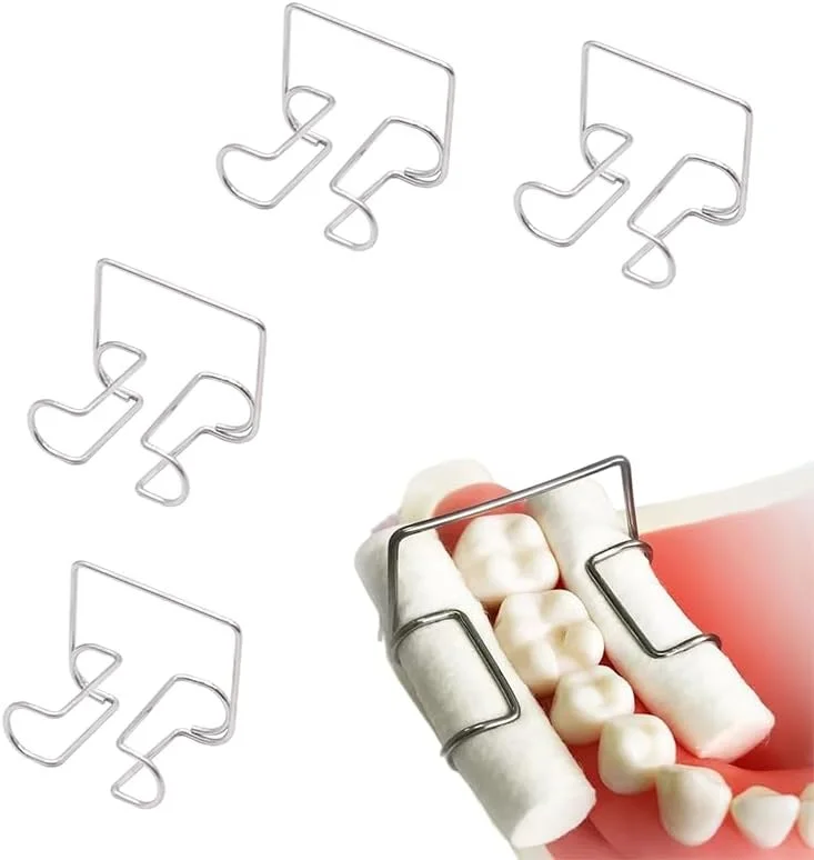 نگهدارنده رول پنبه دندان، 4 عددی، استیل ضد زنگ 304، 2.1×2.6 سانتی متر، قابل اتوکلاو