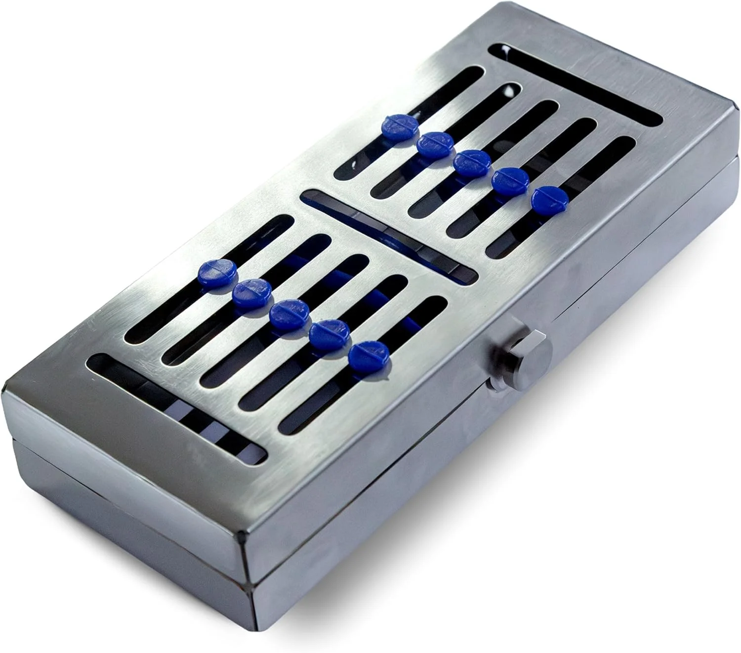 کاست استریلیزاسیون ابزار دندانپزشکی Hilbro، استیل ضد زنگ 304، اتوکلاو تا 134 درجه سانتیگراد، نگهدارنده های سیلیکونی و قفل، 18.5 × 8 × 3.5 سانتی متر، ظرفیت 6 ابزار کاست استریلیزاسیون ابزار دندانپزشکی Hilbro، استیل ضد زنگ 304، اتوکلاو تا 134 درجه سانتیگراد، نگهدارنده های سیلیکونی و قفل، 18.5 × 8 × 3.5 سانتی متر، ظرفیت 6 ابزار