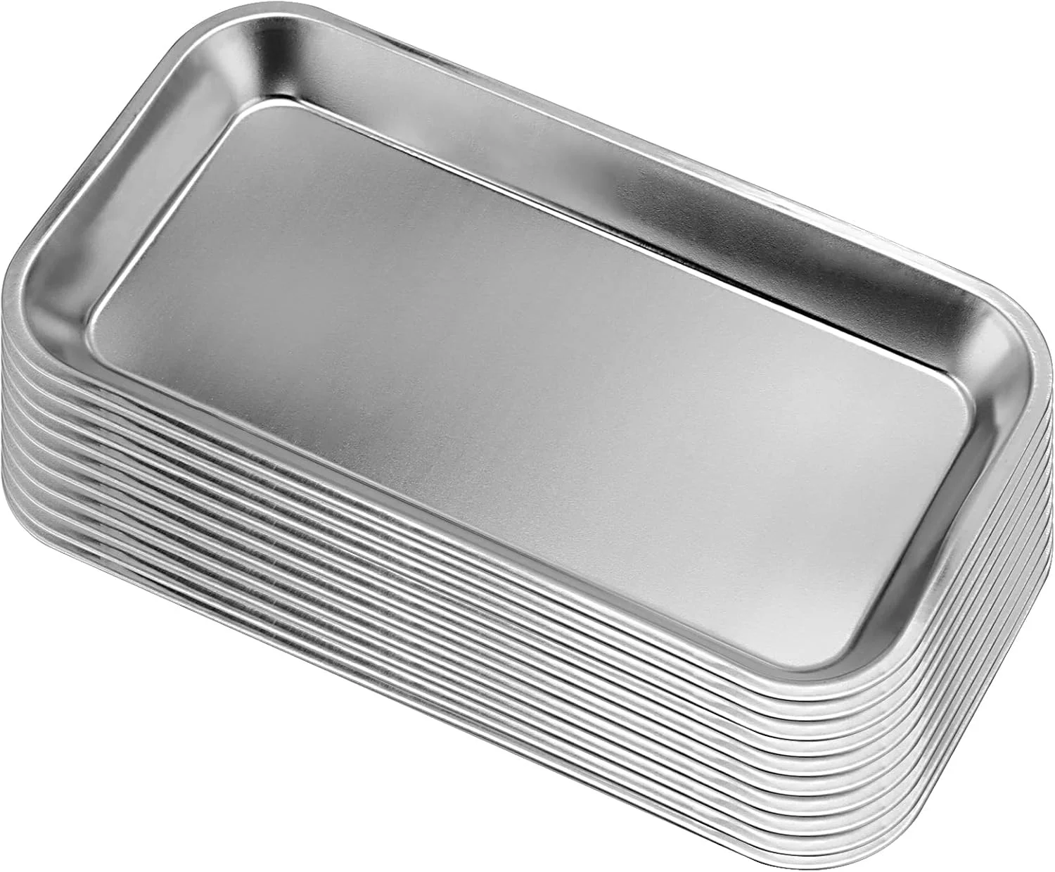 مجموعه ۱۰ عددی سینی ابزار جراحی HOZEON، سینی استیل ضد زنگ، سینی ابزار دندانپزشکی با لبه های بدون درز برای ابزار آزمایشگاهی، دندانپزشکی و تاتو، نوع تخت نقره ای مجموعه ۱۰ عددی سینی ابزار جراحی HOZEON، سینی استیل ضد زنگ، سینی ابزار دندانپزشکی با لبه های بدون درز برای ابزار آزمایشگاهی، دندانپزشکی و تاتو، نوع تخت نقره ای