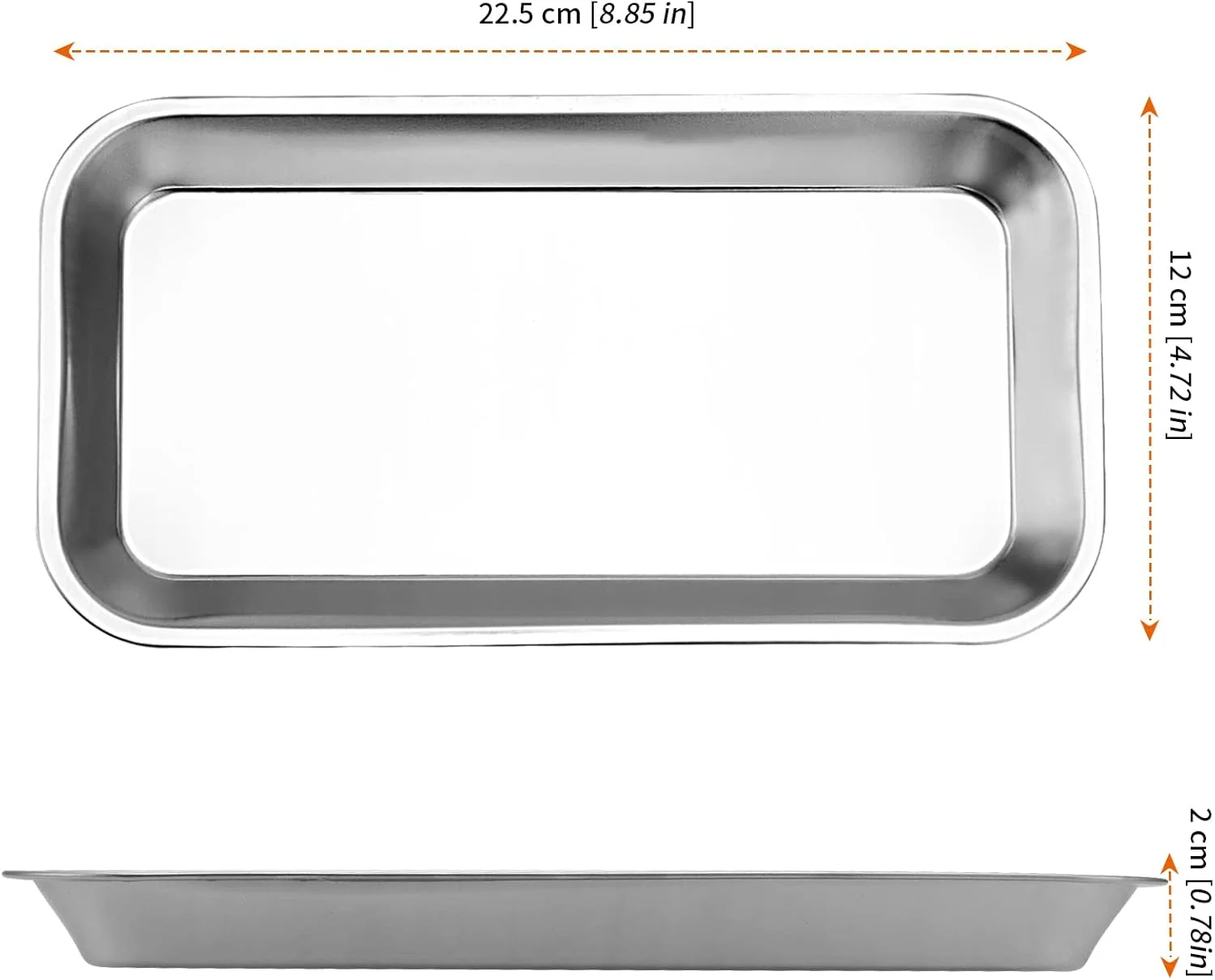 مجموعه ۱۰ عددی سینی ابزار جراحی HOZEON، سینی استیل ضد زنگ، سینی ابزار دندانپزشکی با لبه های بدون درز برای ابزار آزمایشگاهی، دندانپزشکی و تاتو، نوع تخت نقره ای