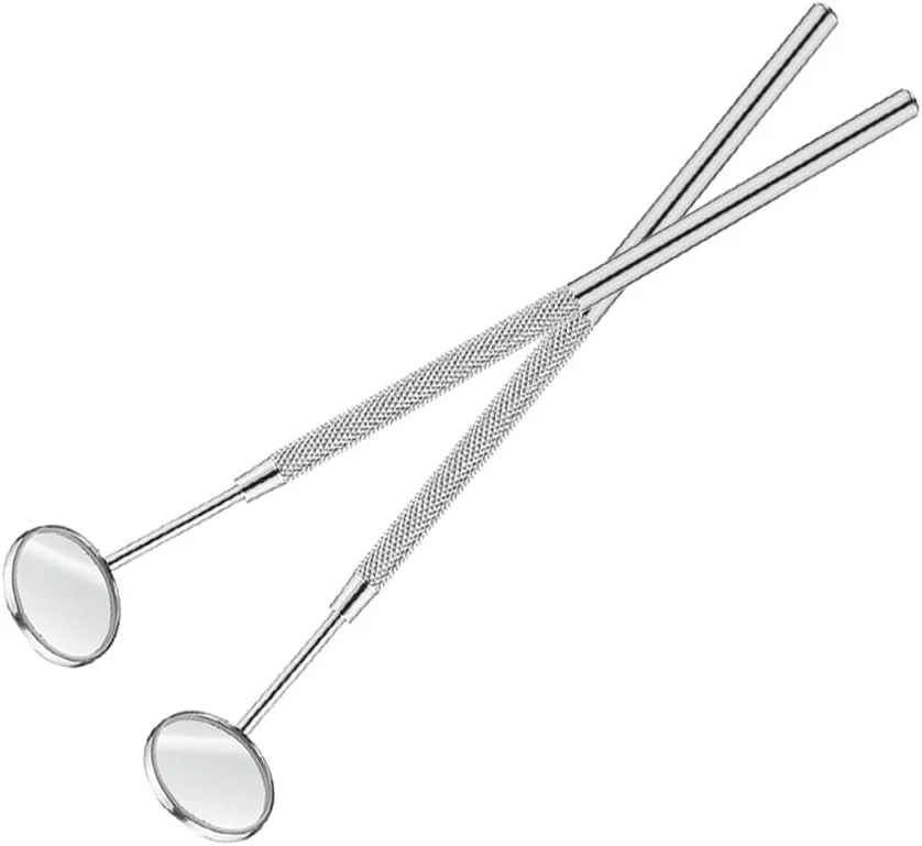 دو عدد آینه دندانپزشکی استیل ضد زنگ، آینه دندانپزشکی حرفه ای جراحی، آینه دهانی، ابزار بررسی مراقبت از دهان و اکستنشن مژه