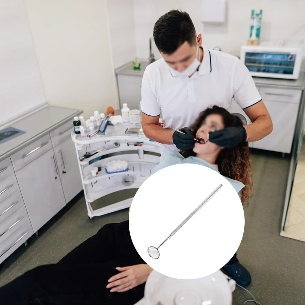 دو عدد آینه دندانپزشکی استیل ضد زنگ، آینه دندانپزشکی حرفه ای جراحی، آینه دهانی، ابزار بررسی مراقبت از دهان و اکستنشن مژه