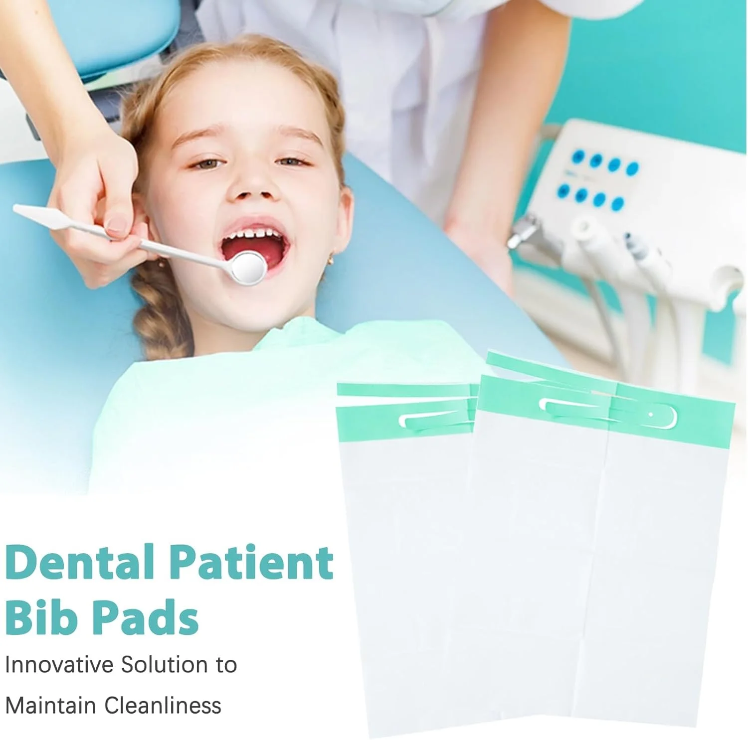 مجموعه ابزار دندانپزشکی شامل 100 عدد آینه دهانی دندان و 100 عدد پیش بند دندانپزشکی یکبار مصرف 3 لایه و آینه بسته بندی شده جداگانه برای بازرسی تمیز کردن دندان 200 عدد