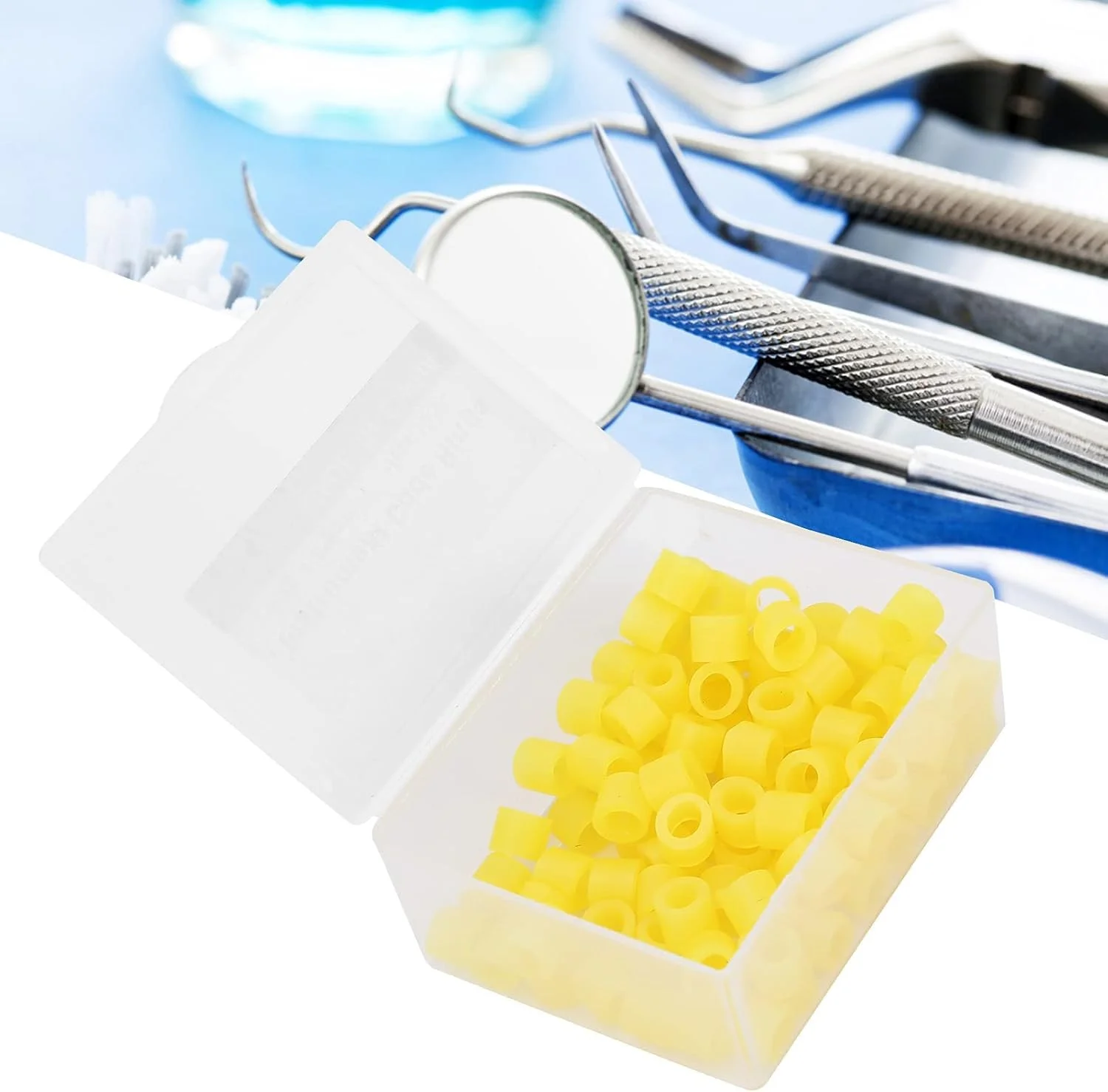 حلقه های کد رنگی ابزار دندانپزشکی 100 عددی، حلقه های کد رنگی غیر سمی سیلیکونی دندانپزشکی، لوازم جانبی