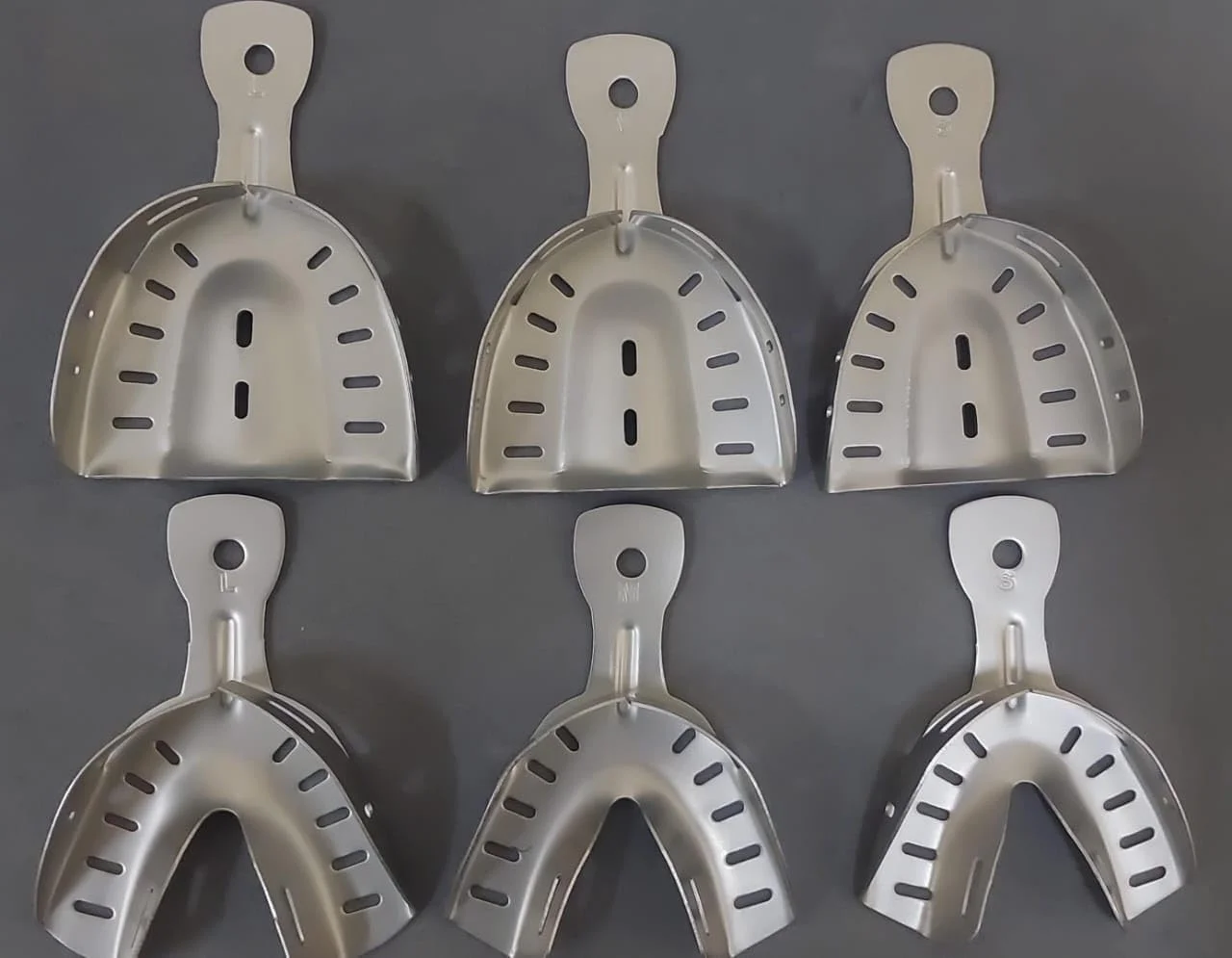 ست 6 عددی قالبگیری دندان استیل ضد زنگ با پرداخت سندبلاست، قالب دندان قابل اتوکلاو، ابزار دندانپزشکی، نگهدارنده دندان