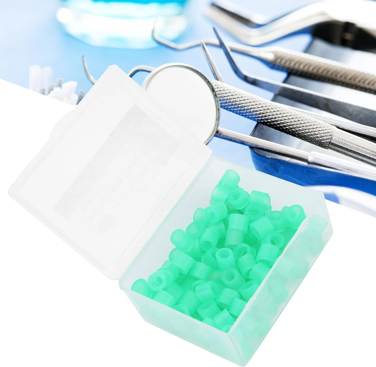 حلقه های کد رنگی ابزار دندانپزشکی 100 عددی، حلقه های کد رنگی غیر سمی سیلیکونی، لوازم جانبی