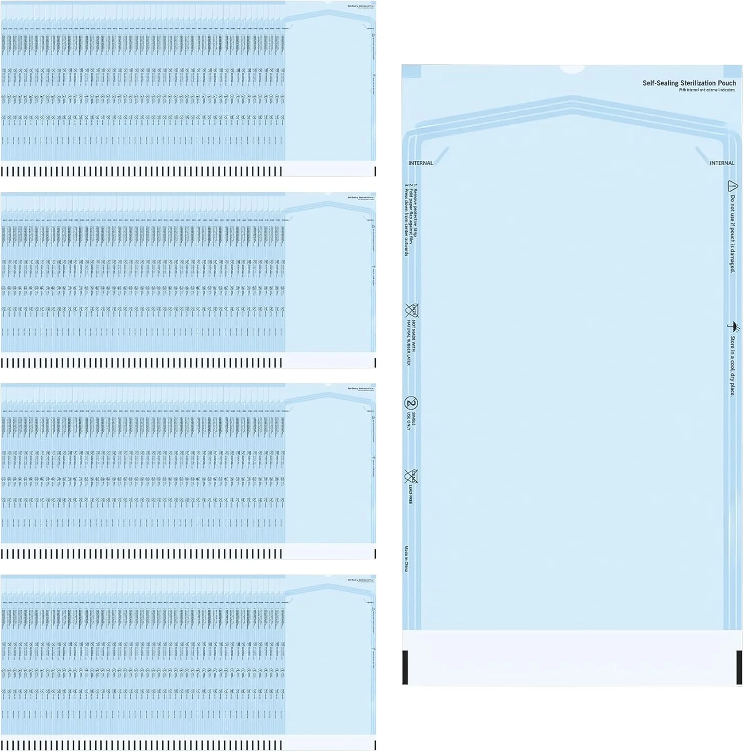 تجهیزات پزشکی کینگ ماریوت 200 عددی | پاکت های خود چسب استریلیزاسیون | کاغذ درجه یک و فیلم اتوکلاو | سازگار با بخار و اتیلن اکسید | ایده آل برای استفاده در دندانپزشکی و آزمایشگاه (کوچک (90x165 میلی متر))