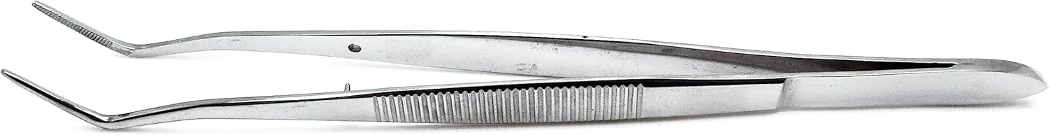 ابزار دندانپزشکی ممتاز مریم، انبر پنبه دندانپزشکی فویل دار، نوک زاویه دار دندانه دار، فورسپس جراحی تشخیصی