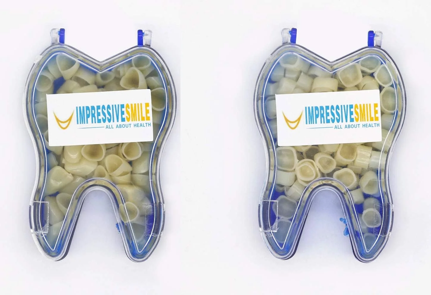 کیت ۱۰۰ عددی روکش موقت دندان مینرال هایژنیکس، شامل ۵۰ عدد قدامی (جلو) و ۵۰ عدد خلفی (آسیا)
