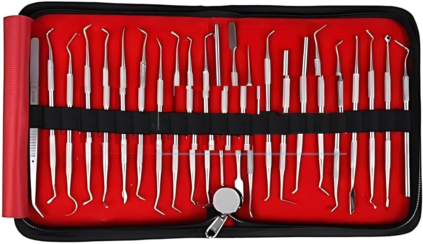 ست ابزار ترمیمی دندانپزشکی پریمیوم، ۲۳ تکه، پرداخت مات ست ابزار ترمیمی دندانپزشکی پریمیوم، ۲۳ تکه، پرداخت مات