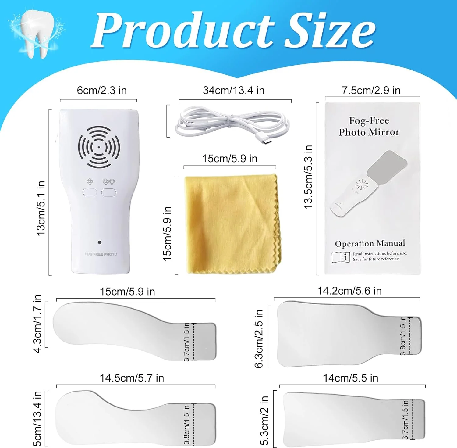 دستگاه آینه عکاسی اکلوزال دندانپزشکی بدون مه با 4 آینه بازتابنده داخل دهانی رودیوم برای دندانپزشکی، فن ضد مه و دسته نورپردازی LED با بازتابنده های شیشه ای روکش دار کیت بازرسی دهان دستگاه آینه عکاسی اکلوزال دندانپزشکی بدون مه با 4 آینه بازتابنده داخل دهانی رودیوم برای دندانپزشکی، فن ضد مه و دسته نورپردازی LED با بازتابنده های شیشه ای روکش دار کیت بازرسی دهان