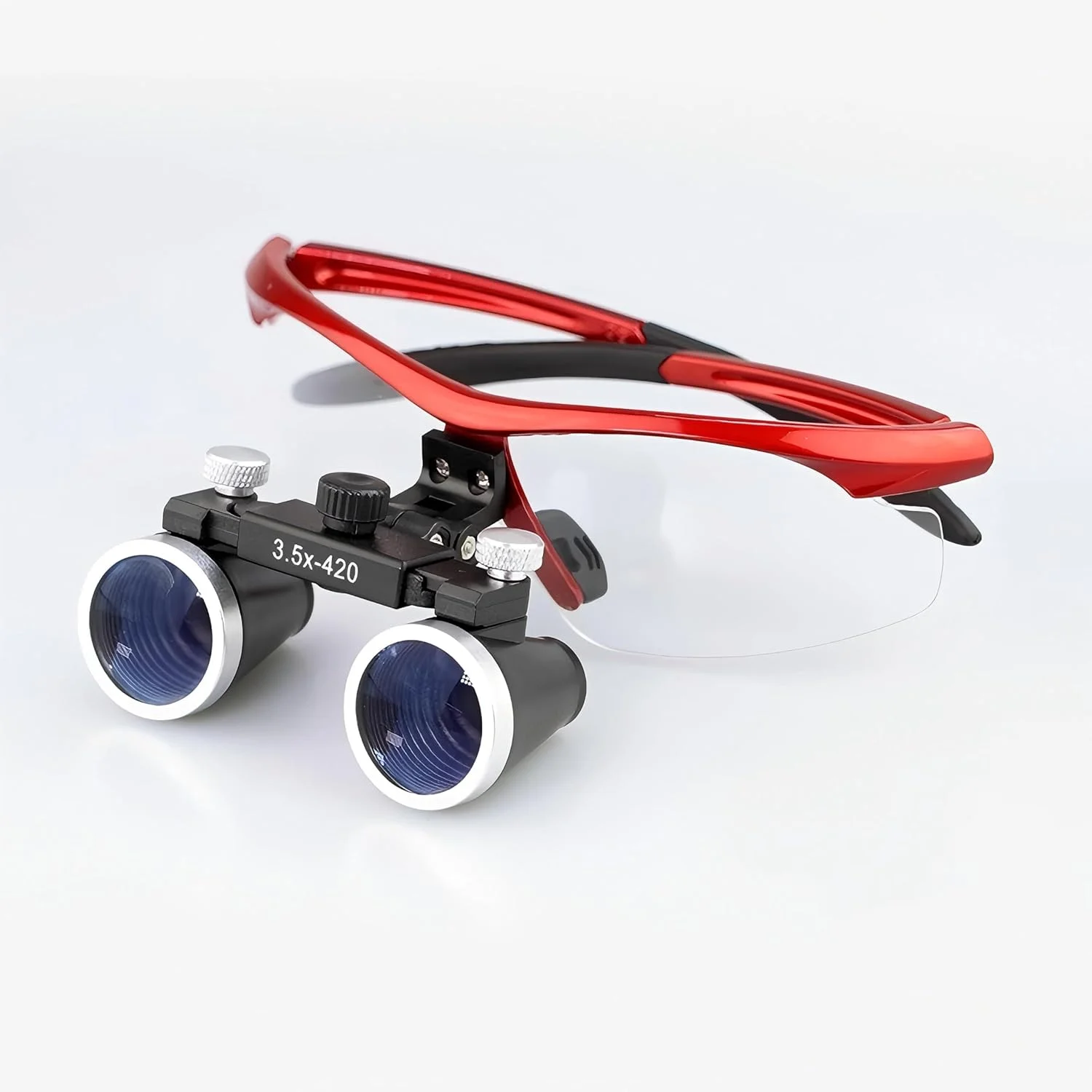 لوپ جراحی دندانپزشکی Smedent بزرگنمایی 3.5 برابر، فاصله کاری 360-460 میلی متر، فریم اسپرت زرشکی