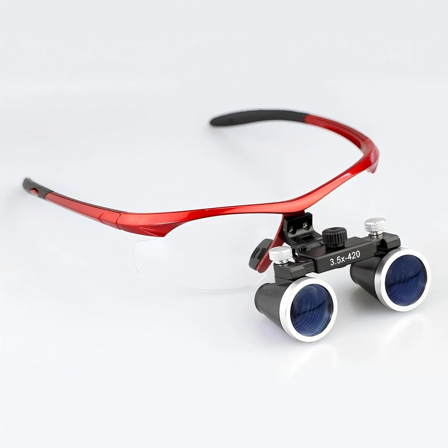 لوپ جراحی دندانپزشکی Smedent بزرگنمایی 3.5 برابر، فاصله کاری 360-460 میلی متر، فریم اسپرت زرشکی