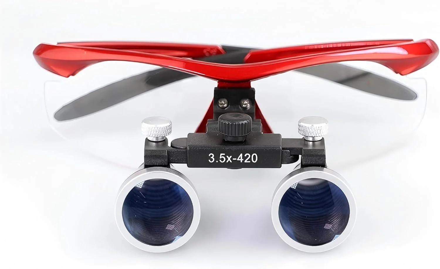 لوپ جراحی دندانپزشکی Smedent بزرگنمایی 3.5 برابر، فاصله کاری 360-460 میلی متر، فریم اسپرت زرشکی