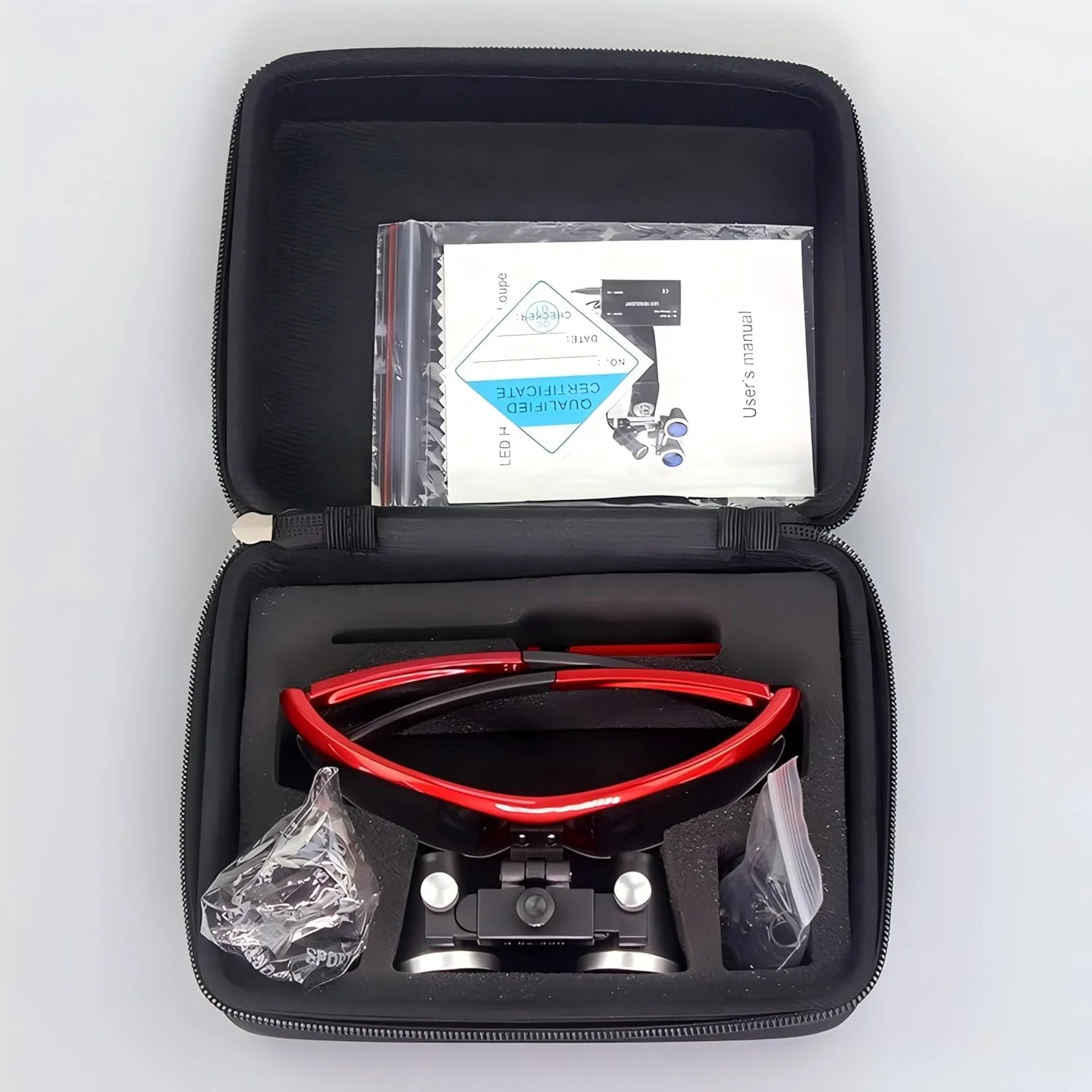 لوپ جراحی دندانپزشکی Smedent بزرگنمایی 3.5 برابر، فاصله کاری 360-460 میلی متر، فریم اسپرت زرشکی