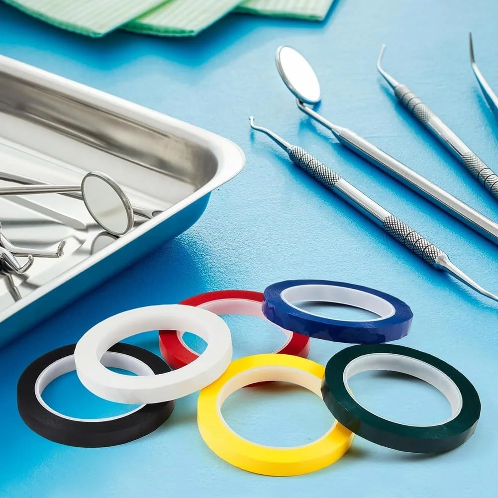 نوار اتوکلاو Qarmijaer، ۱۲ رول، ۱۲ میلی متر، طول ۶۶ متر، نوار علامت گذاری دندانپزشکی، نوار شناسایی، ۶ رنگ