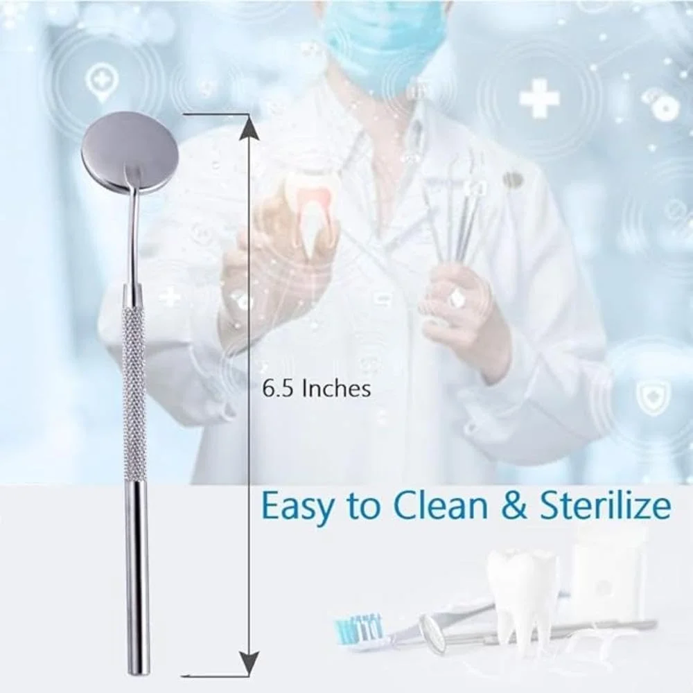 آینه دندانپزشکی استیل ضد زنگ، ابزار دندانپزشکی آینه دهانی برای بازرسی و تمیز کردن دندان با دسته، زاویه منحنی ضد مه، مراقبت از دهان آینه دندانپزشکی استیل ضد زنگ، ابزار دندانپزشکی آینه دهانی برای بازرسی و تمیز کردن دندان با دسته، زاویه منحنی ضد مه، مراقبت از دهان