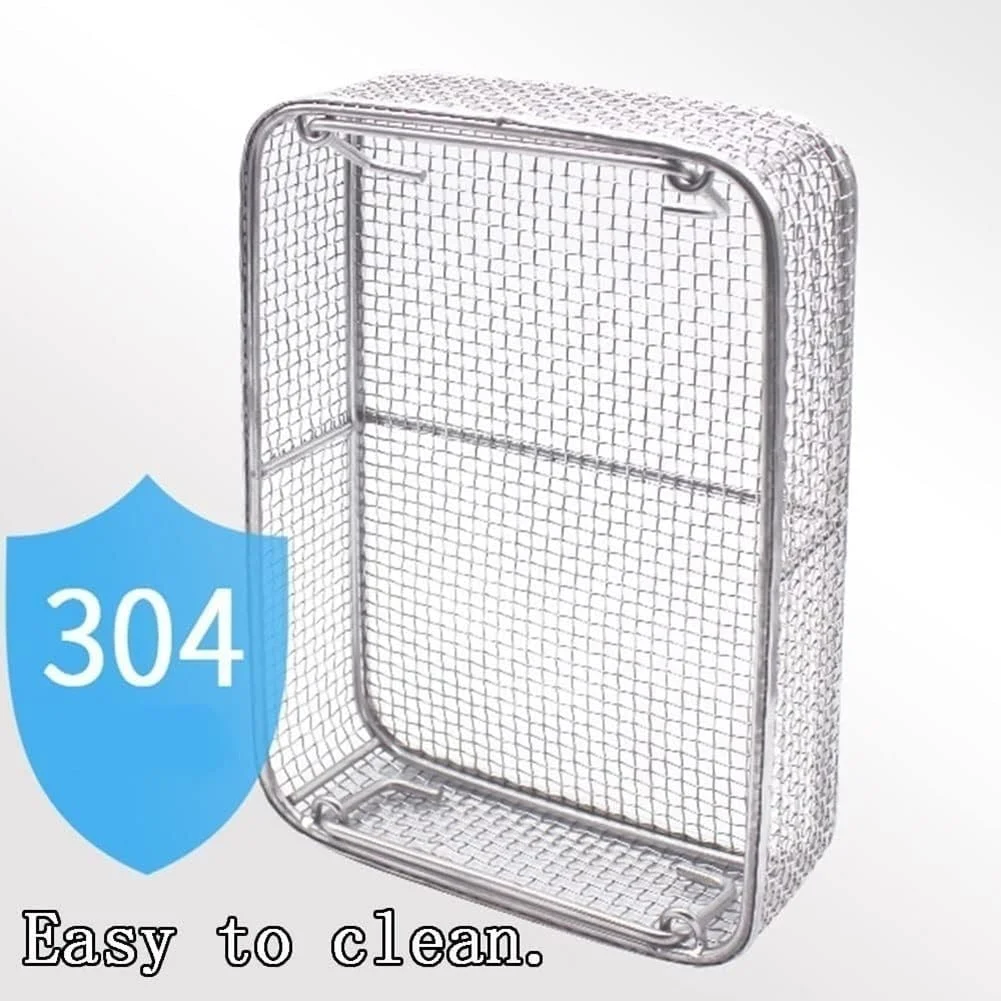 سبد توری سینی استریلیزاسیون فولاد ضد زنگ 304 برای ابزار پزشکی جراحی دندانپزشکی (35cm*30cm*7cm)