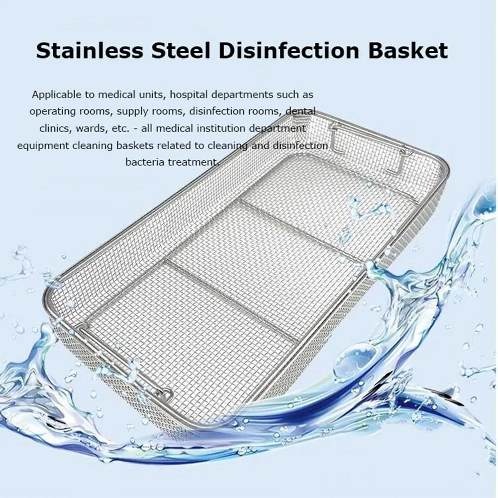 سبد توری سینی استریلیزاسیون فولاد ضد زنگ 304 برای ابزار پزشکی جراحی دندانپزشکی (35cm*30cm*7cm)