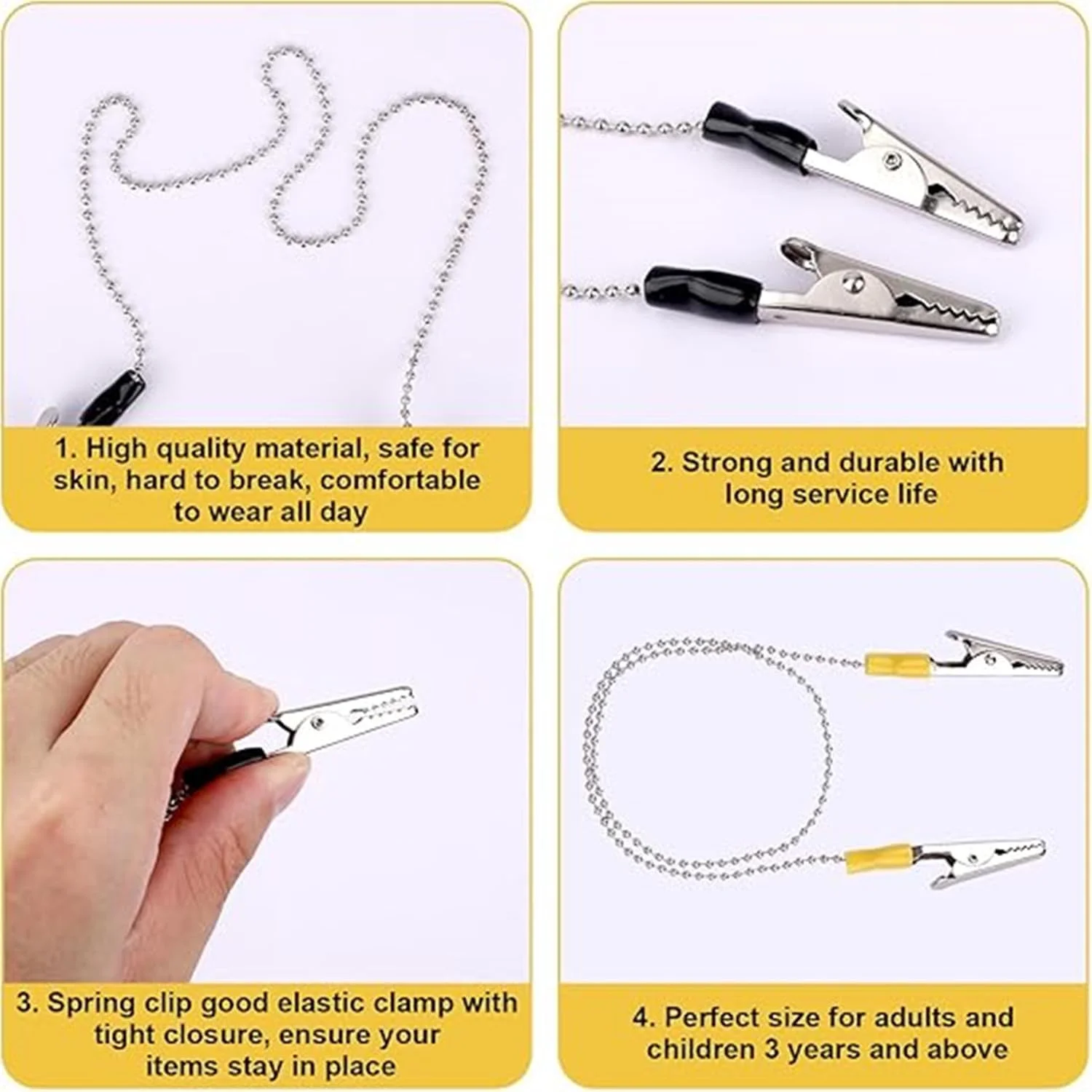 گیره پیشبند دندانپزشکی 6 عددی با زنجیر دستمال سفره، نگهدارنده پیشبند فلزی 48 سانتی متری برای کلینیک های دندانپزشکی، بند گردنی قابل استفاده مجدد با گیره های سوسماری برای دندانپزشکان، کودکان و بزرگسالان گیره پیشبند دندانپزشکی 6 عددی با زنجیر دستمال سفره، نگهدارنده پیشبند فلزی 48 سانتی متری برای کلینیک های دندانپزشکی، بند گردنی قابل استفاده مجدد با گیره های سوسماری برای دندانپزشکان، کودکان و بزرگسالان