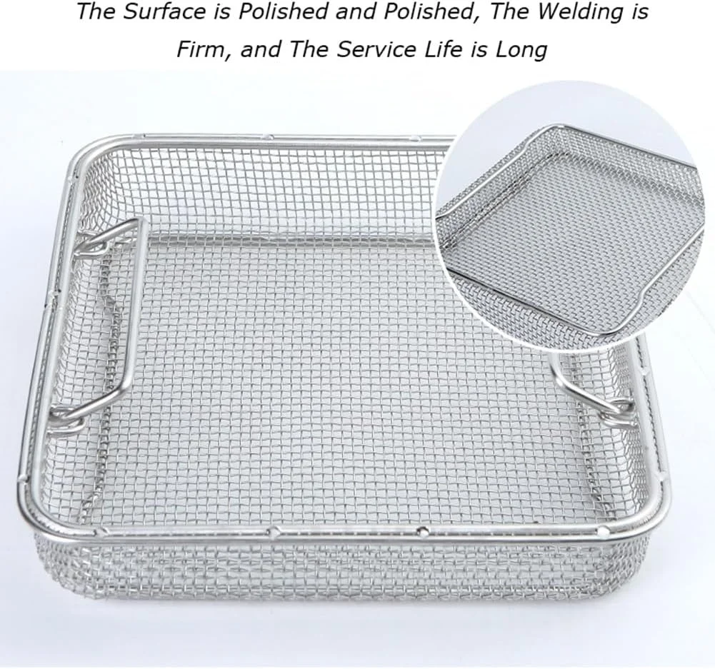 سبد توری سینی استریلیزاسیون فولاد ضد زنگ 304 برای ابزار پزشکی جراحی دندانپزشکی (35cm*30cm*7cm)