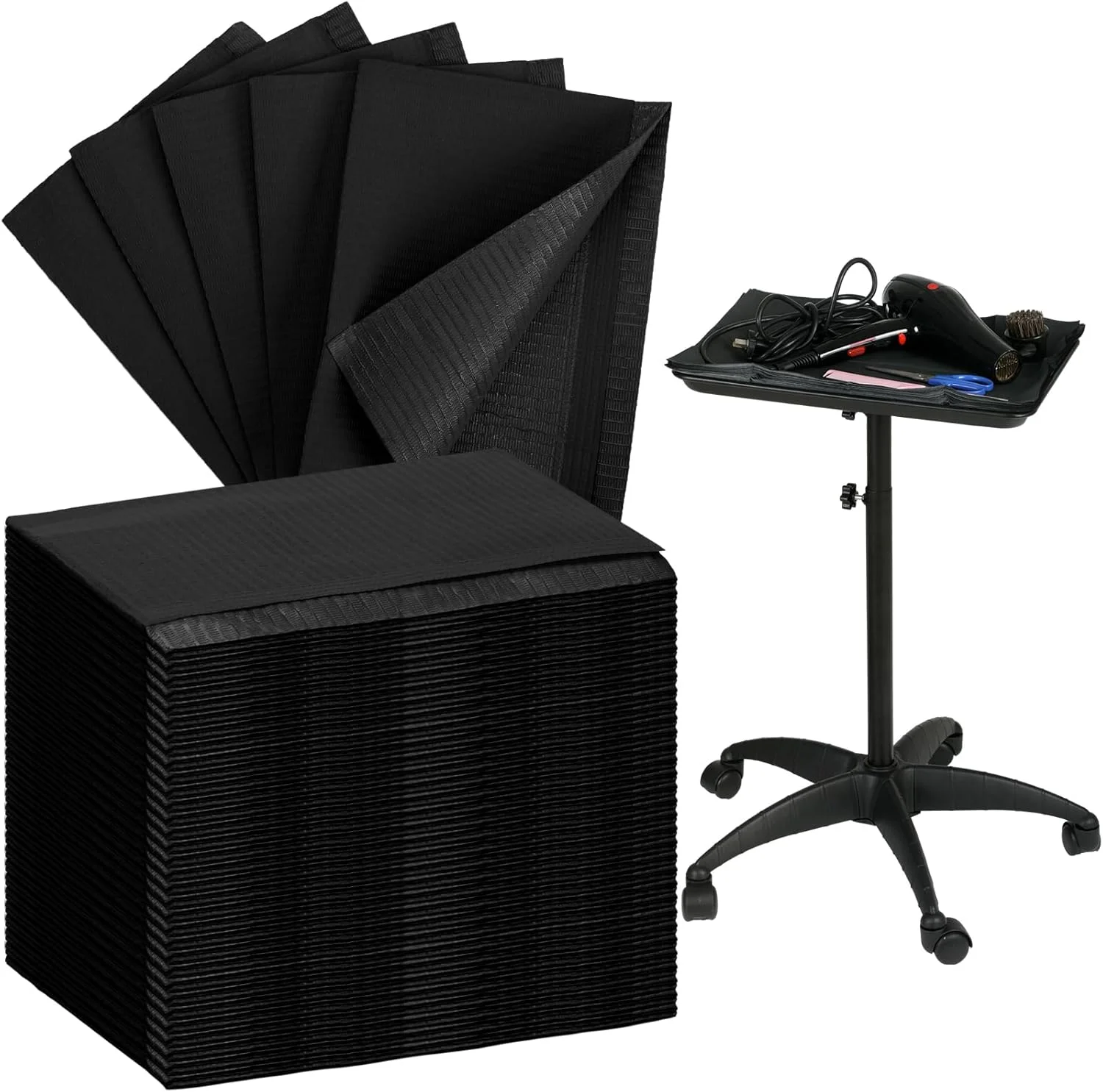 روکش سینی یکبار مصرف سالن چیورتیون، 100 عدد، 33x45 سانتی متر، 3 لایه ضد آب، محافظ سینی سالن (مشکی)