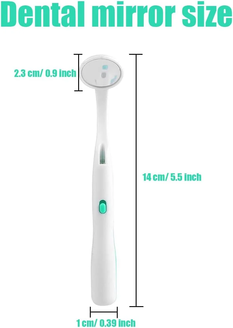 آینه دندانپزشکی چراغ دار Ceonam، ابزار بررسی دندان با نور LED، ضد مه، زاویه منحنی، ابزار مراقبت دهان (سبز)، 2 عدد