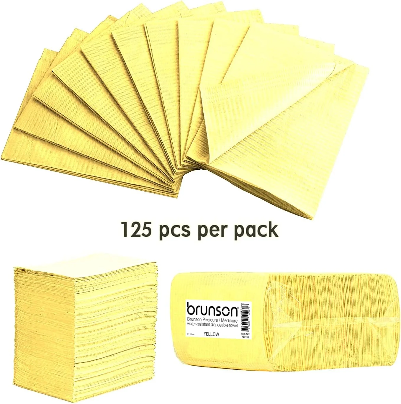 پیشبند یکبار مصرف دندانپزشکی برانسون 125 عددی، پیشبند بیمار دندانپزشکی 3 لایه، روکش میز سوراخکاری، پد تمیز کننده ضد آب و دستمال سفره دندانپزشکی (سایز 13'' x 18'')