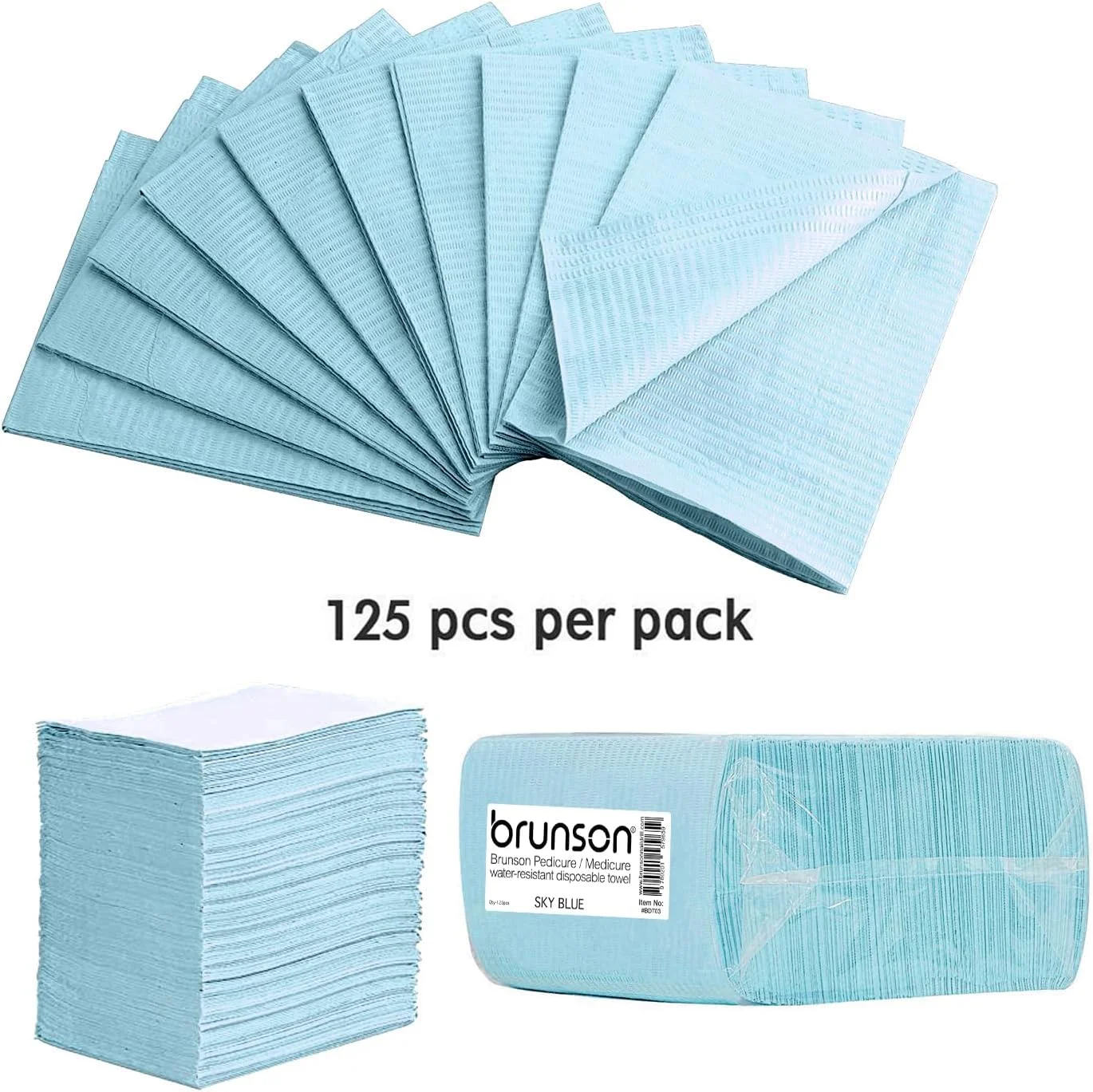 پیشبند دندانپزشکی برانسون - 125 عدد پیشبند یکبار مصرف دندانپزشکی 3 لایه دستمال ضد آب 13 در 18 اینچ، پیشبند بیمار، روکش میز، پد تمیز کننده، دستمال سفره دندانپزشکی برای حیوانات خانگی، روکش سینی