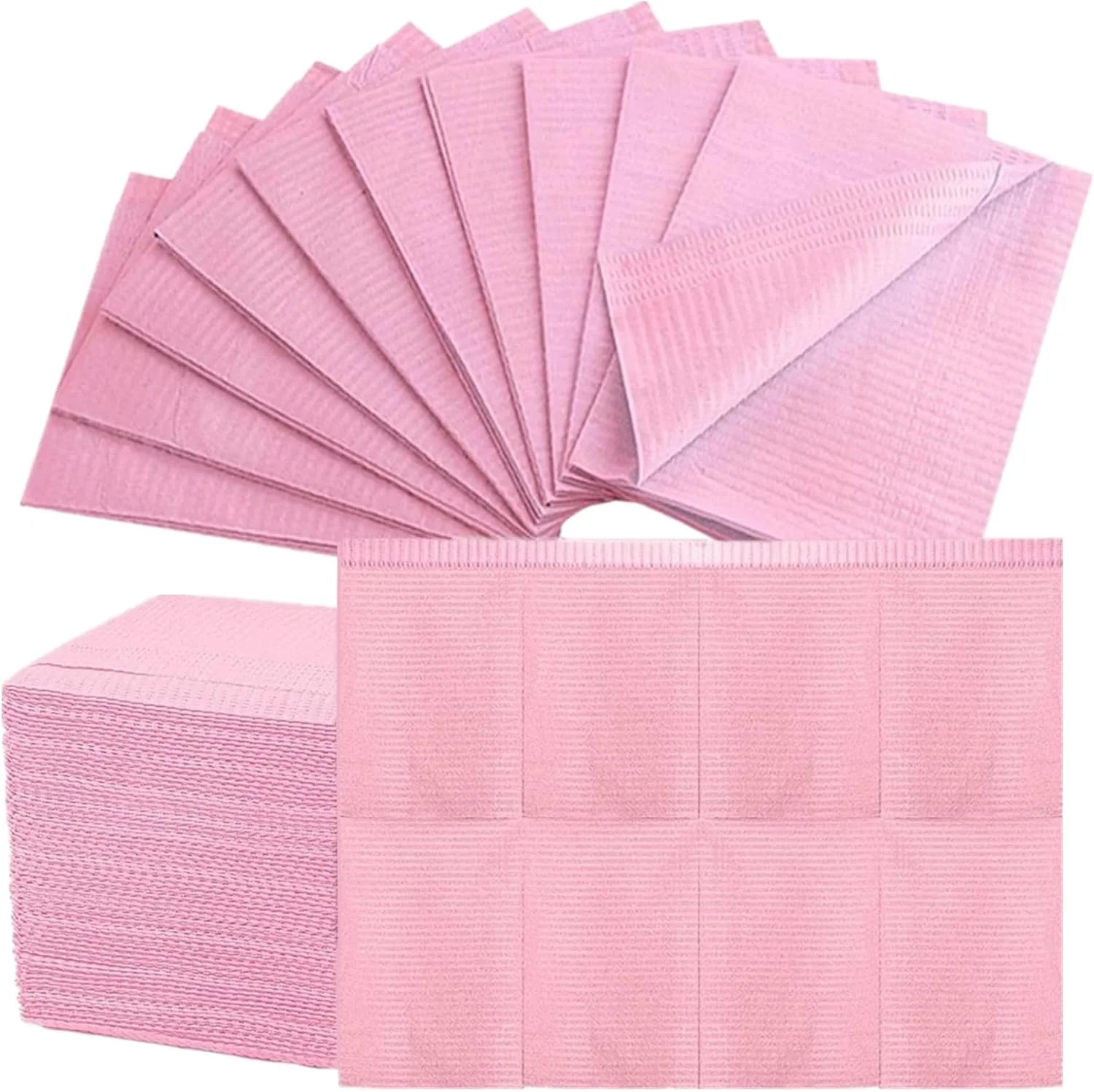 یولانگ 50 عدد پیش بند یکبار مصرف دندانپزشکی، روکش میز تاتو صورتی، 3 لایه ضد آب، پیش بند بیمار 33 * 46 سانتی متر برای دندانپزشک، ناخن کار، تاتو، پیرسینگ، روکش سینی