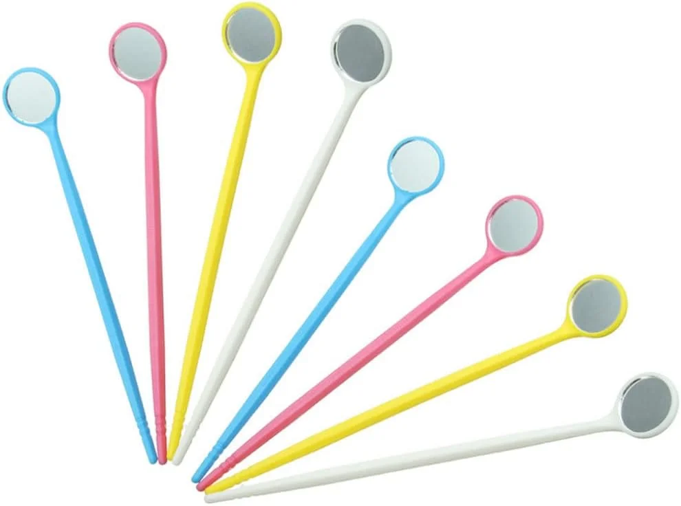 آینه دندانپزشکی پلاستیکی یکبار مصرف ضد مه برای بررسی دهان و دندان، 100 عدد