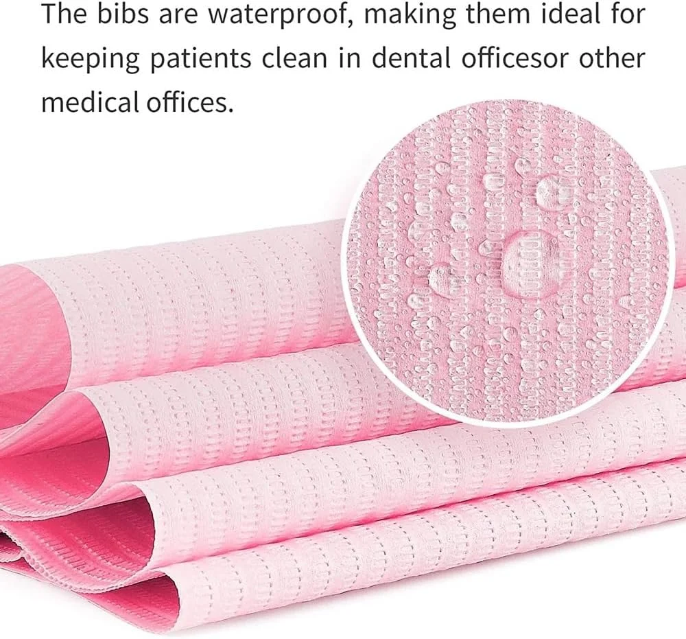 یولانگ 50 عدد پیش بند یکبار مصرف دندانپزشکی، روکش میز تاتو صورتی، 3 لایه ضد آب، پیش بند بیمار 33 * 46 سانتی متر برای دندانپزشک، ناخن کار، تاتو، پیرسینگ، روکش سینی