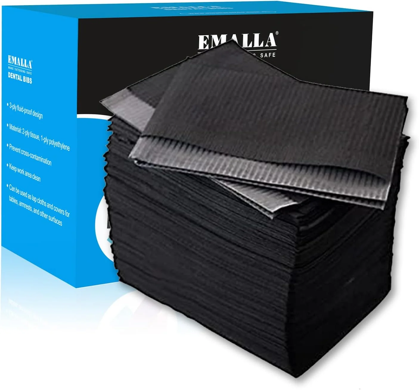 امالا 125 عددی پیشبند دندانپزشکی مشکی یکبار مصرف، ملحفه های دندانپزشکی، زیرانداز ضد آب برای لوازم تاتو، تکنسین مژه، زیرانداز سالن ناخن