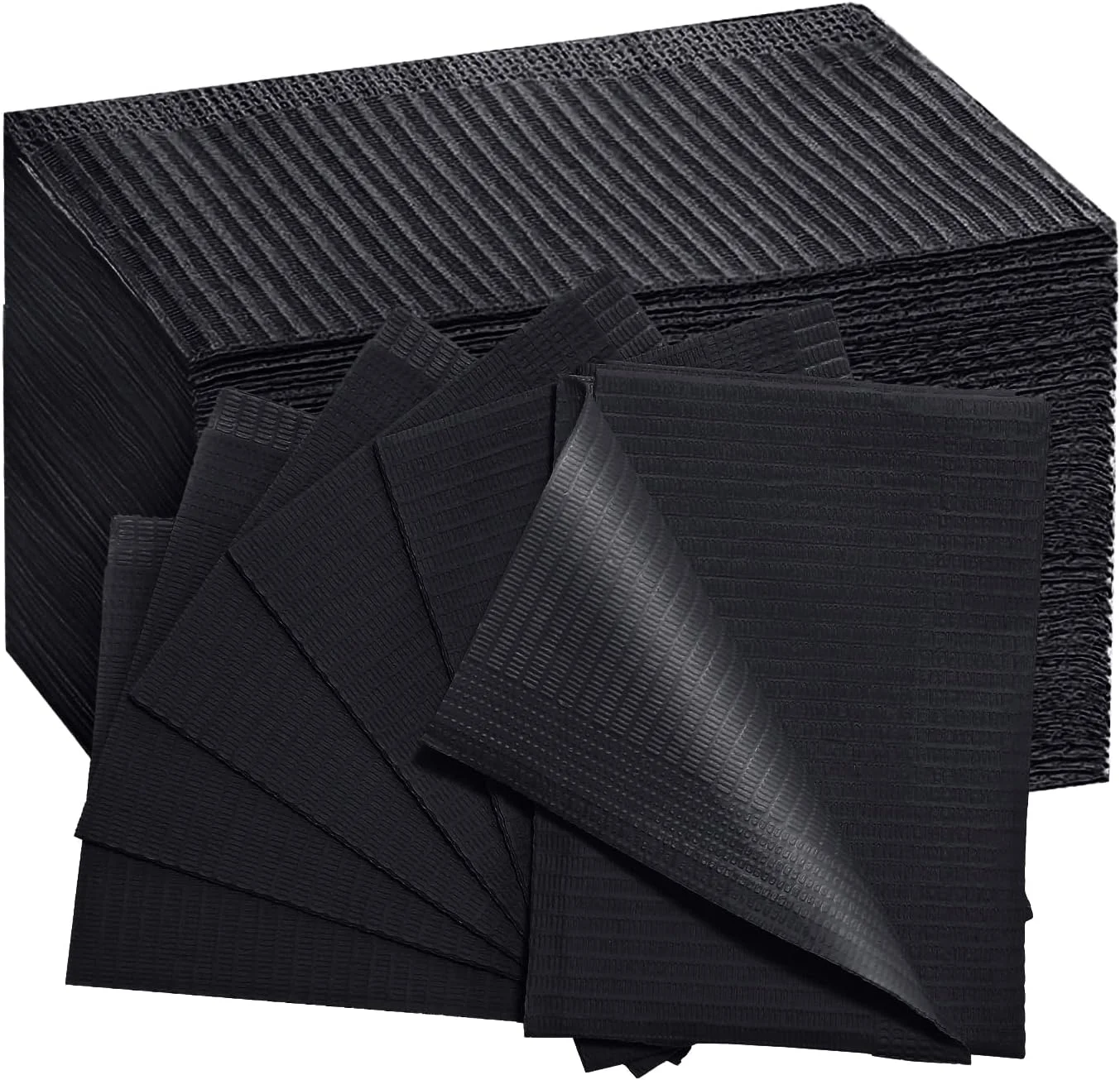 پیشبند دندانپزشکی مشکی یکبار مصرف EZEELAI، 13 در 18 اینچ، 50 عدد پیشبند بیمار، دستمال کاغذی تاتو 3 لایه ضد آب، ورق پیشبند دندانپزشکی، پوشش سینی پزشکی و پوشش میز ناخن