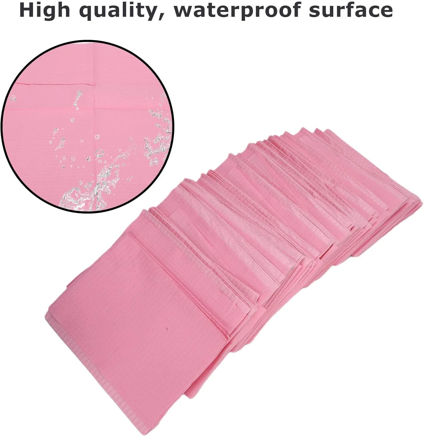 125 عدد زیرانداز رومیزی هنری، زیراندازهای کاغذی یکبار مصرف ضد آب صورتی رنگ، پیش بند دندانپزشکی برای مانیکور، سالن طراحی ناخن، لوازم نظافت، 45 × 33 سانتی متر