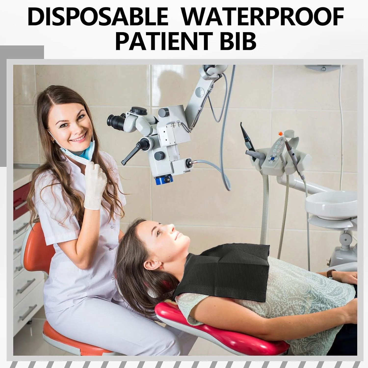 پیشبند دندانپزشکی مشکی یکبار مصرف EZEELAI، 13 در 18 اینچ، 50 عدد پیشبند بیمار، دستمال کاغذی تاتو 3 لایه ضد آب، ورق پیشبند دندانپزشکی، پوشش سینی پزشکی و پوشش میز ناخن