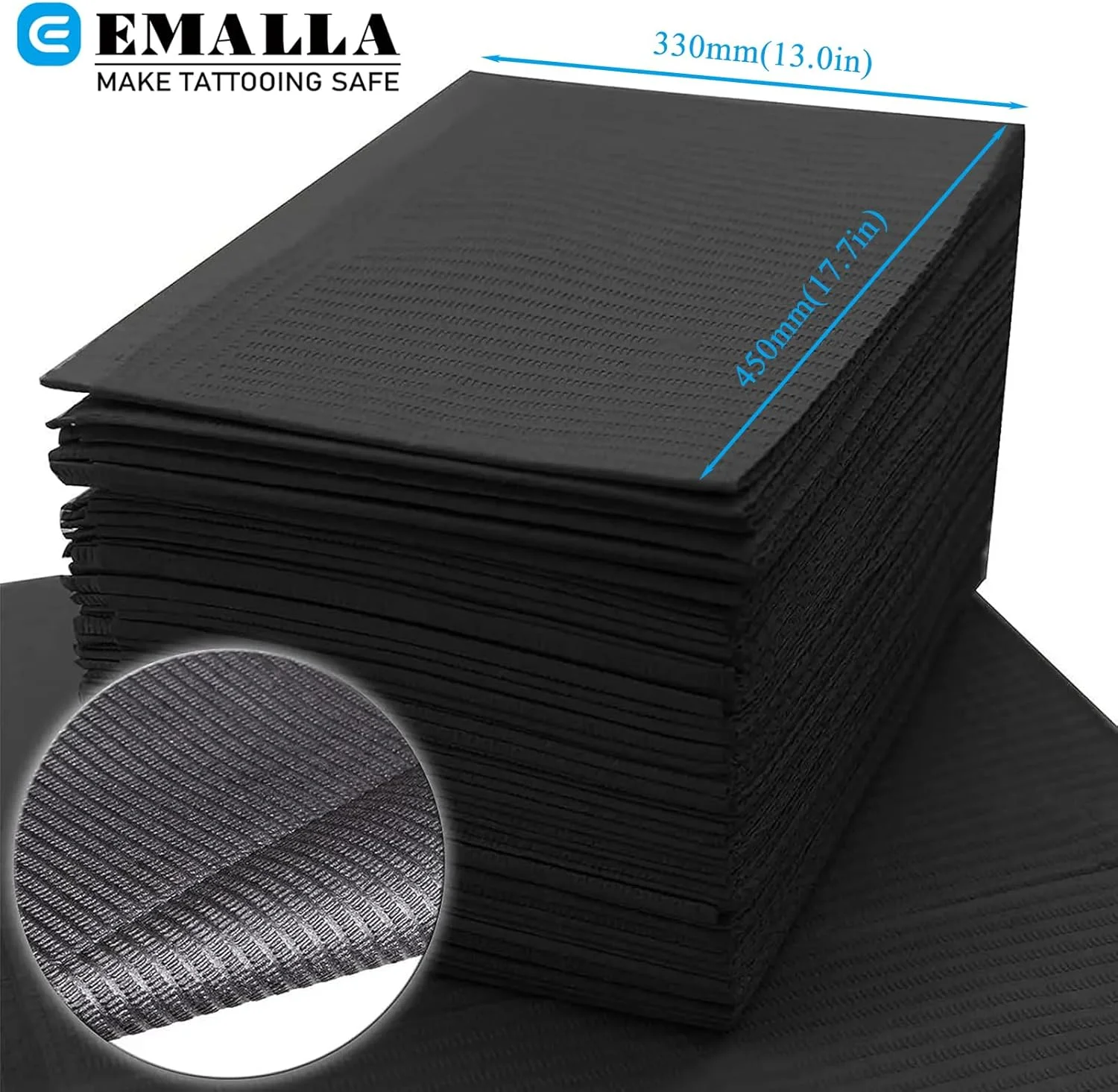 امالا 125 عددی پیشبند دندانپزشکی مشکی یکبار مصرف، ملحفه های دندانپزشکی، زیرانداز ضد آب برای لوازم تاتو، تکنسین مژه، زیرانداز سالن ناخن