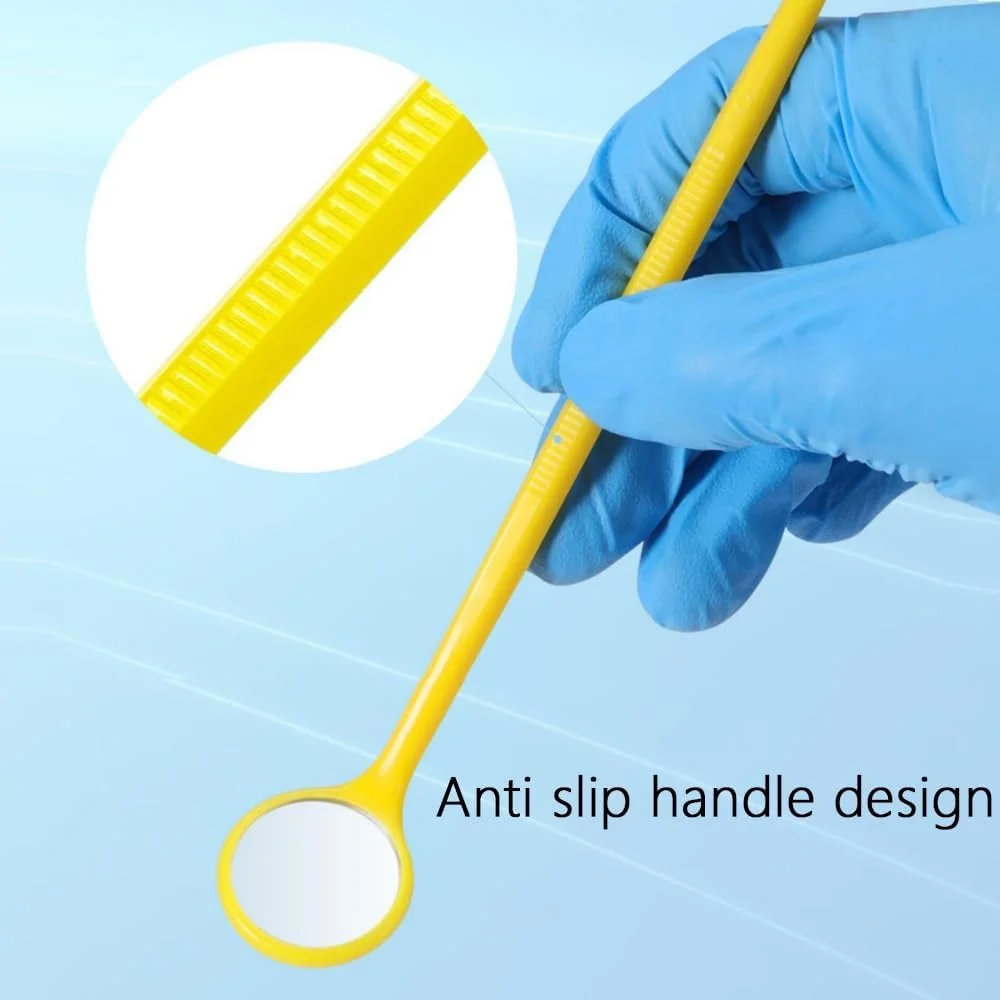 ۱۰۰ عدد آینه دندانپزشکی یکبار مصرف ضد مه، آینه بازرسی دندانپزشکی با بسته بندی مستقل و دسته، آینه دندانپزشکی پلاستیکی ضد لغزش، ابزار دندانپزشکی در ۴ رنگ